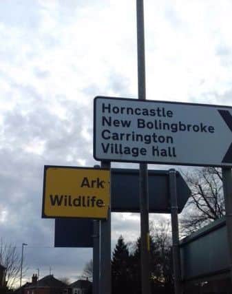 One of the Ark Wildlife Park signs which was damaged.