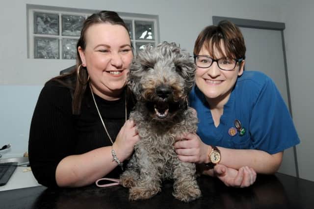 Owner Nicola North, left, with Trett and Eastfield Vets veterinary nurse Heather Sparks, right.