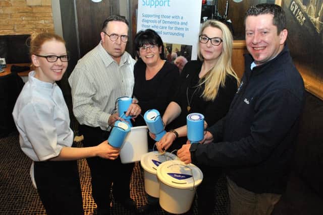 Director at the Elite Fish and Chip Company, Rachel Tweedale, Steve and Eve Bowler of Sleaford Dementia Support, Rebecca Davies from the RAF Association and Simon Bristow of the RNLI. EMN-180202-140029001