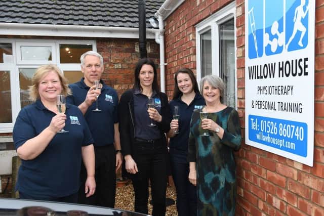 Willow House Physiotherapy, official opening. L-R Mary Simpson and Richard Simpson - owners, Becky Marshall - sports massage therapist, Linda Johnston - neuro physio, Elizabeth Webster - practice administrator. EMN-180131-133824001