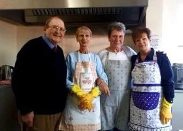 Luncheon Club volunteers Peter Foster, Dawn Burrows, Annie Clark and Joanne Markham.