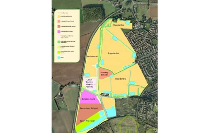 A plan indicating the main land use areas proposed for the urban extension . Image courtesy of The Drove Landowners Partnership. EMN-180102-145917001