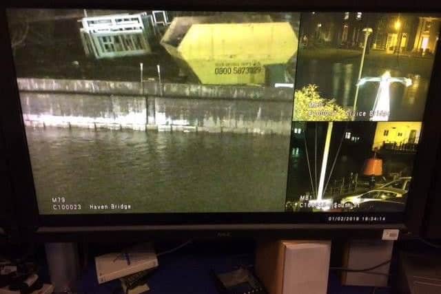 A shot from the CCTV suite at Boston Borough Council put out by the authority to show the level of the water.