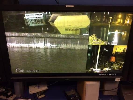A shot from the CCTV suite at Boston Borough Council put out by the authority to show the level of the water.
