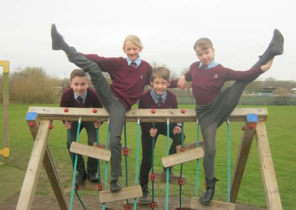 William Alvey pupils celebrate their Lottery bid success on the latest section of their trim trail installed last year. EMN-180902-135931001