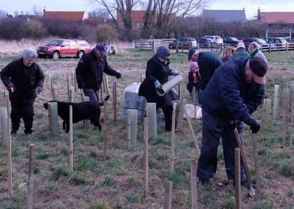 Rotary Club members at work in Mareham Pastures. EMN-180220-093327001