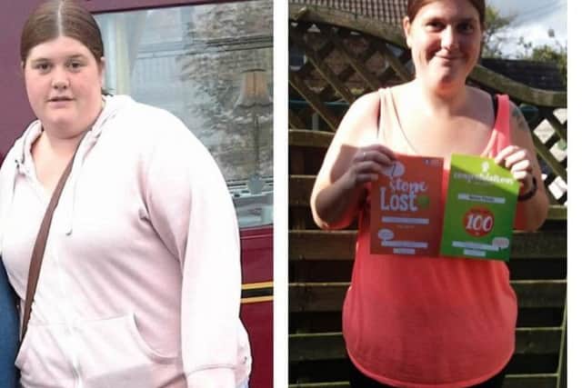 Mel Pixsley pictured before and after her weight loss.
