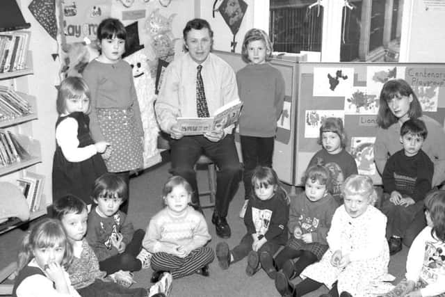 A storytime session at Boston Library in February 1998.