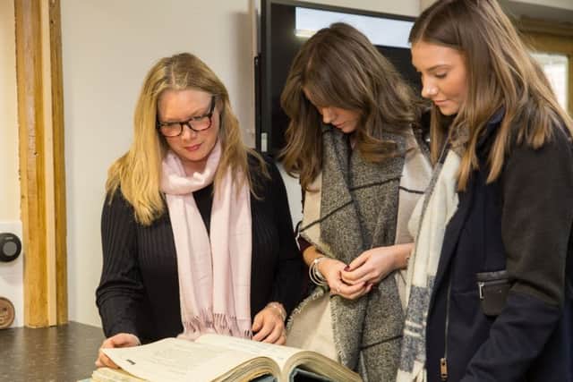 From left, Louise, Megan & Eleanor Evans-Evans, in the Heritage Centre. Picture: SAC Mayfield. EMN-180214-150605001
