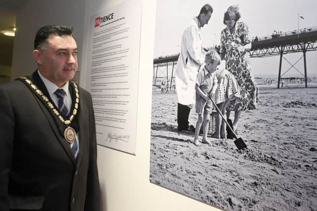 Mayor of Skegness Danny Brookes taking a nostalgic look of how the beach used to be. MSKP-160218-8. ANL-180219-122938001