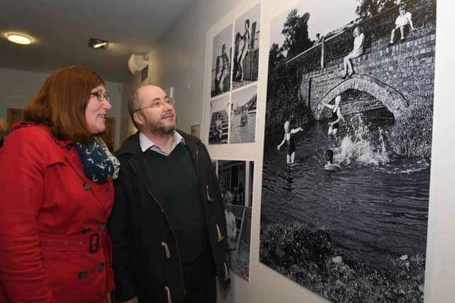 Coastal BID manager Lisa Collins with husband Paul reflecting on how children used to enjoy themselves before 'health and safety'. MSKP-160218-16. ANL-180219-123007001