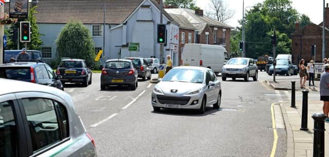 Could  altering the sequence of the traffic lights solve town's traffic nightmare? Picture: Bull Ring traffic, Horncastle.