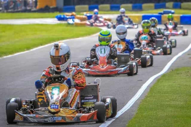 Grimsbys Rob MacFarlane (8) leads a hoard of Kz125s EMN-180216-093318002