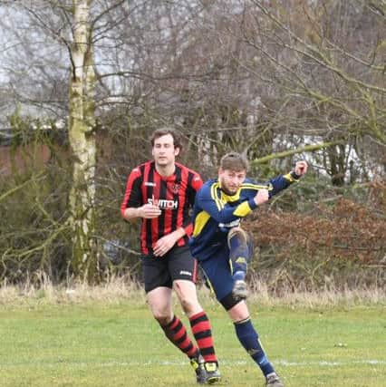 Park Utd (blue) v Woodhall (red). Ryan Huskisson (blue), Jack Draper (red).