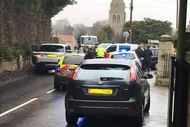 Stephen Flanagan captured this shot of emergency services on the scene in Leasingham after the collision this afternoon (Monday). EMN-180219-173012001