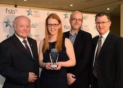 From left - David Dexter, FSB regional chairman, Rachel Tweedale of Elite Fish and Chip Company with Mike Shields, and Dave Sharpe, event host. EMN-180220-104308001