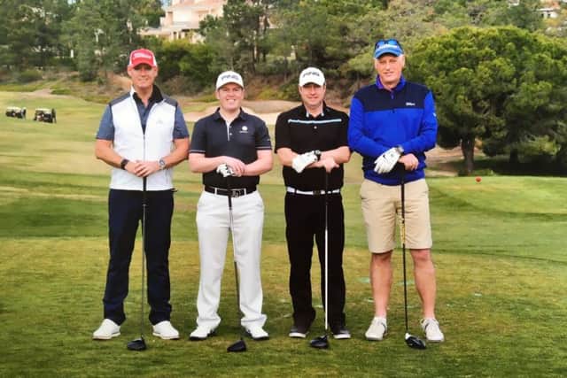Coupland, second left, and his team on the Algarve.