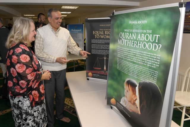 Community Day at Boston Mosque. Councillor Sue Ransome with Habib Ahmad. EMN-180220-102207001