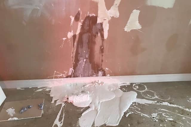 Wrecked. Paint has been hurled across floors and walls in the care home in a 'senseless' act of vandalism.