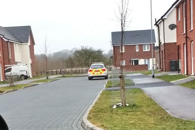 Police car in the area in Steve Newton Avenue this morning (Wednesday).