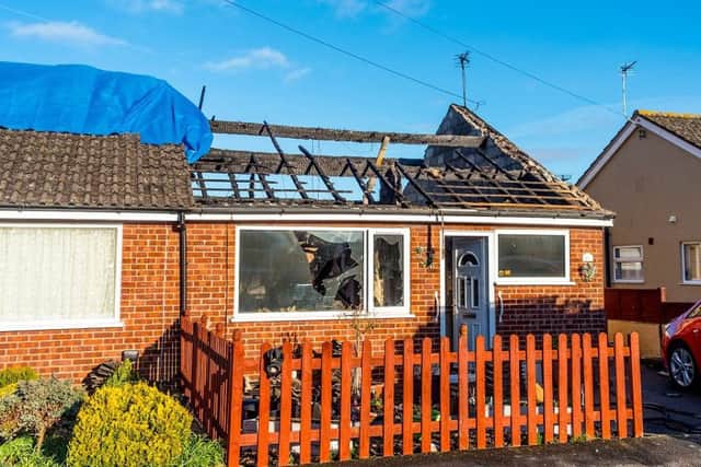 The aftermath of the house fire in The Strand, Mablethorpe, this morning.