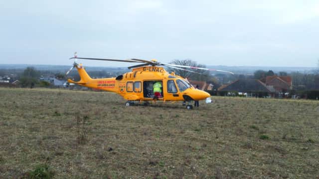 Air Ambulance has landed near Horncastle. EMN-180222-104002001