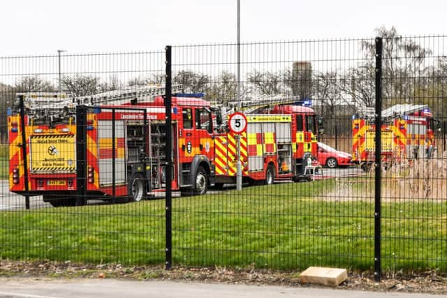 Crews on scene at the Waste Transfer Station on Slippery Gowt Lane. Photos: John Aron
