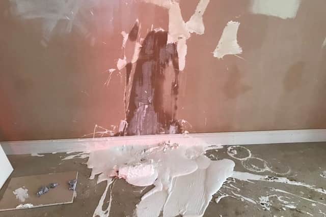 Wrecked. Paint has been hurled across floors and walls in the care home in a 'senseless' act of vandalism. EMN-180222-145748001
