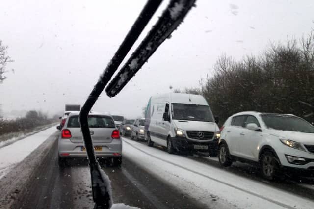 Snow on the A16 near Boston this morning