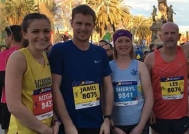 Mablethorpe's Sheryl Hawse (second right) with Megan Ball, James Toohey, and Les Ball at the Barcelona Half EMN-180226-165256002