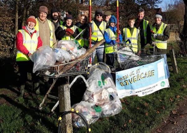 Some of the volunteers who took part in the latest  RiverCare clean up in Horncastle. Photo: Supplied.