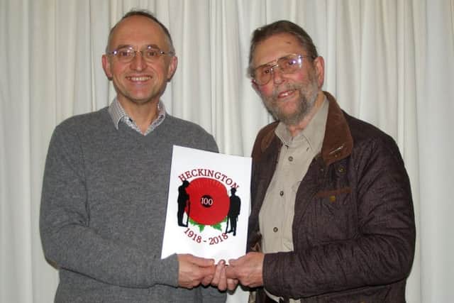 Andrew Key and Pat Banister with the Heckington 100 logo. EMN-180403-114332001