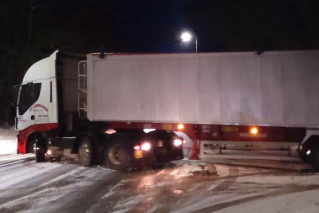 Lorries and cars struggled on Langton Hill on Tuesday evening.