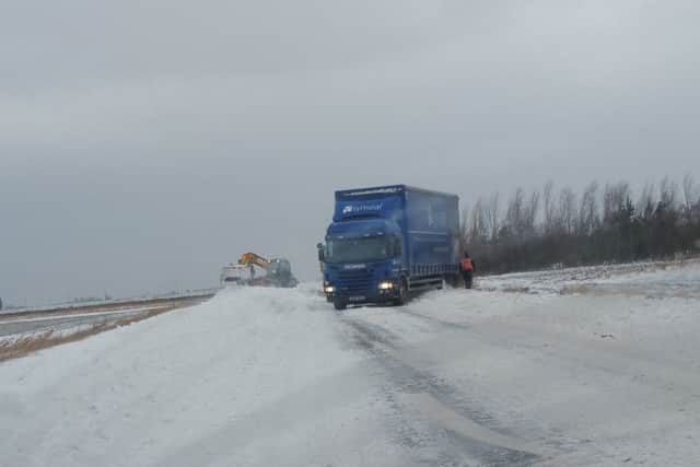 A jackknifed lorry on the A52 at Wainfleet. Photo:
Dan Nettingby ANL-180203-164047001