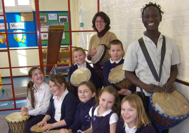 Gipsey Bridge drummersShelley Grant - Gipsey Bridge SchoolYear 3-5 pupilsNjega Sohna - Drumming instructor