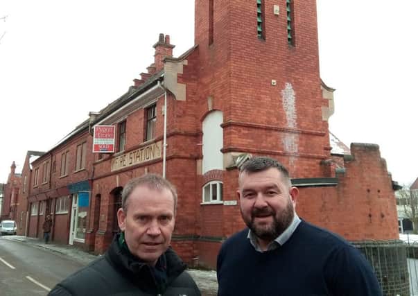 Simon Atkinson and Jason Dixon of HPC Homes, outside their new office in Sleaford - the old fire station. EMN-181203-172708001