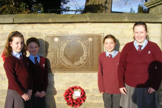 The plaque in memory of William Alvey School's 72 fallen war heroes. EMN-180803-173222001