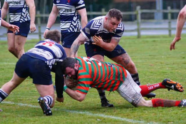 Pete Southwell dives over for Rasen's first try EMN-181203-092532002