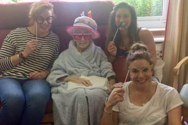 Emma, Rebecca and Katie with their grandma, Eileen