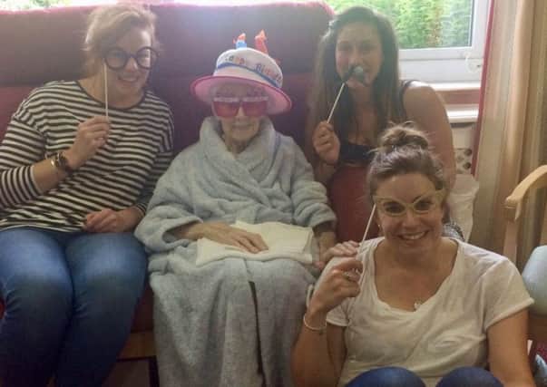 Emma, Rebecca and Katie with their grandma, Eileen