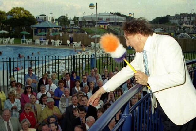 Ken Dodd opening the new Embassy Theatre in Skegness in August 2000. Photo: Ben Hardaker. ANL-181203-103710001