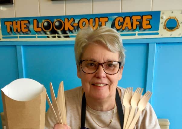 Cafe owner Pat Lound is stepping away from plastic.