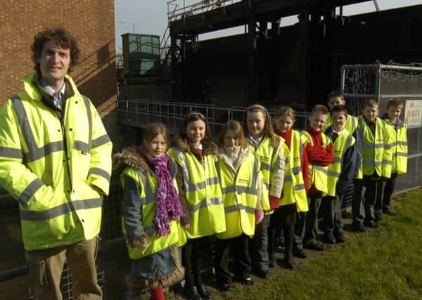 St Thomas' children with Boston Lock Link project site supervisor Andy Narracott 10 years ago.