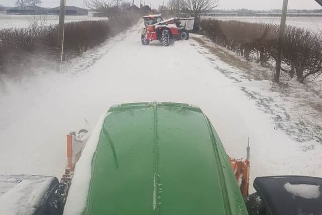 View from the tractor cab as farmers clear the roads around Leasingham earlier this morning. EMN-180318-121530001