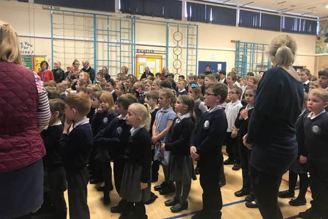 The ceremony where Wainfleet Primary School became the first school in the county to become affiliated to the Royal British Legion. ANL-180319-095823005