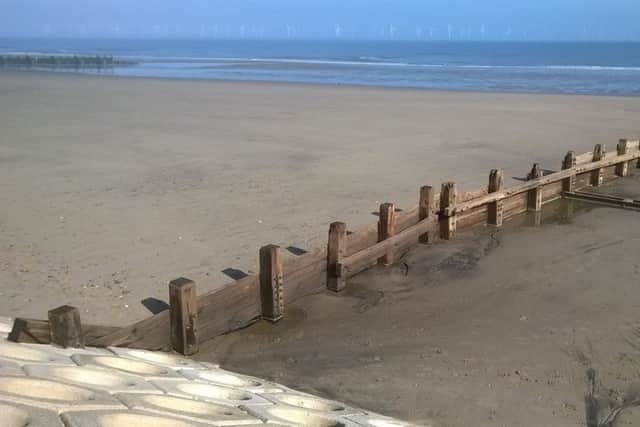 According to Coun Phil Gaskell of Coastal Access for All, who took this photograph and sant it to the Environment Agency, before the storm less than two of the seebees were visible. The breakwater, apparently, hasn't been seen up to the steps for over 20 years. ANL-180319-151137001