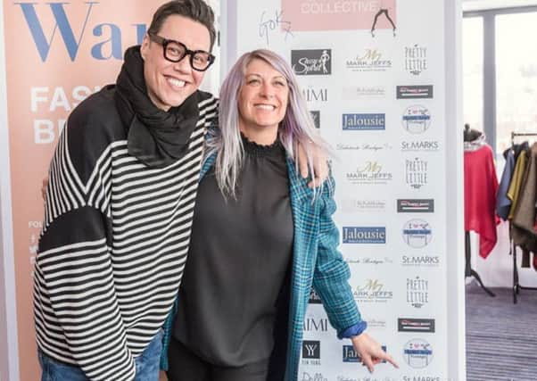 Kwirky Kow owner Karen Mountford pictured with Gok Wan at the show in Lincoln. Photo by Vicki Head Photography.