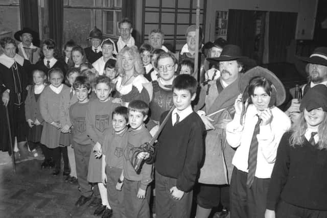 Pupils from Stickneys William Lovell School and Coningsby Primary School are pictured this week in 1993 stepping back in time to the days of the Civil War thanks to members of the Sealed Knot Society.