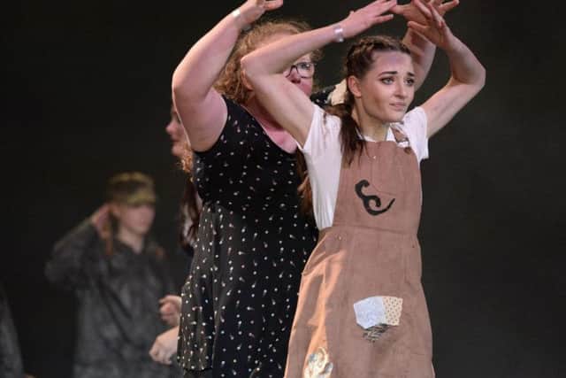 Emotional - Kesteven and Sleaford High School students on stage at the Rock Challenge event in Grantham on Monday.