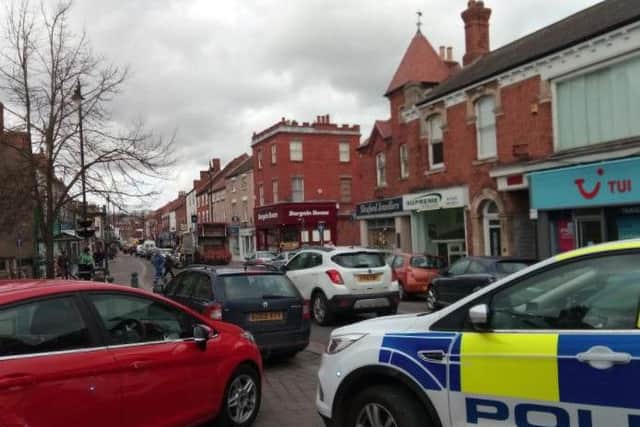 Gridlock in Sleaford town centre this lunchtime